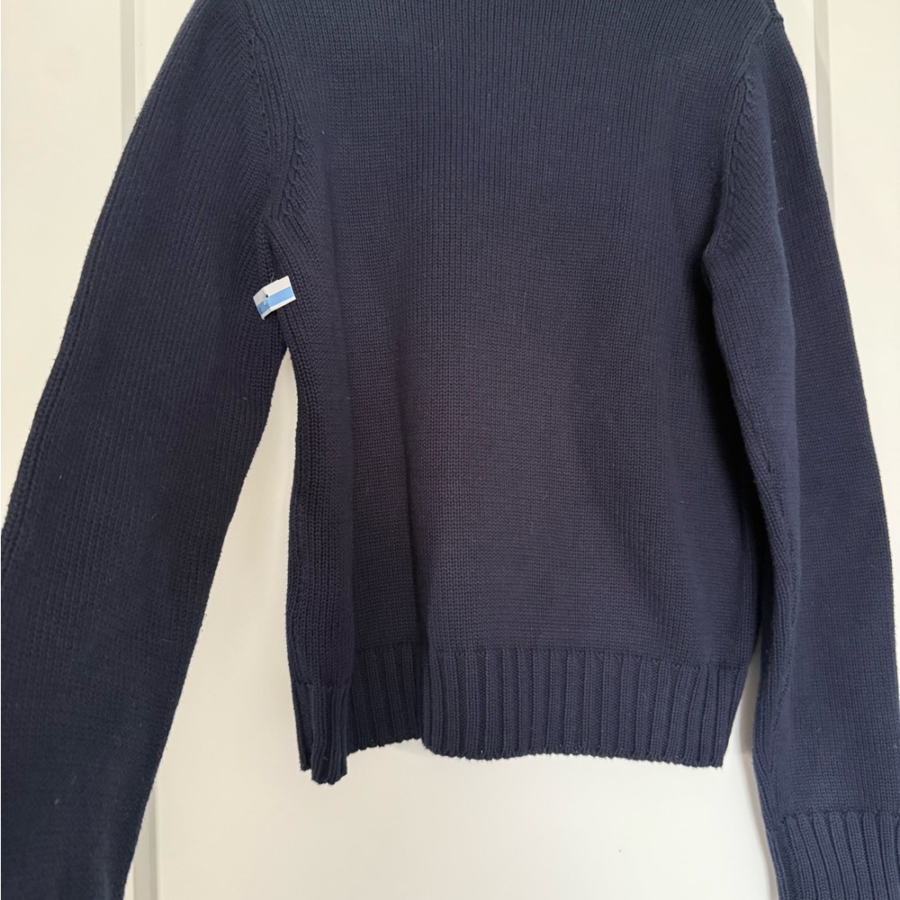 Sporty and Rich brand Medium NWT Navy Blue Cotton Crewneck Health Crest Sweater - Picture 7 of 16